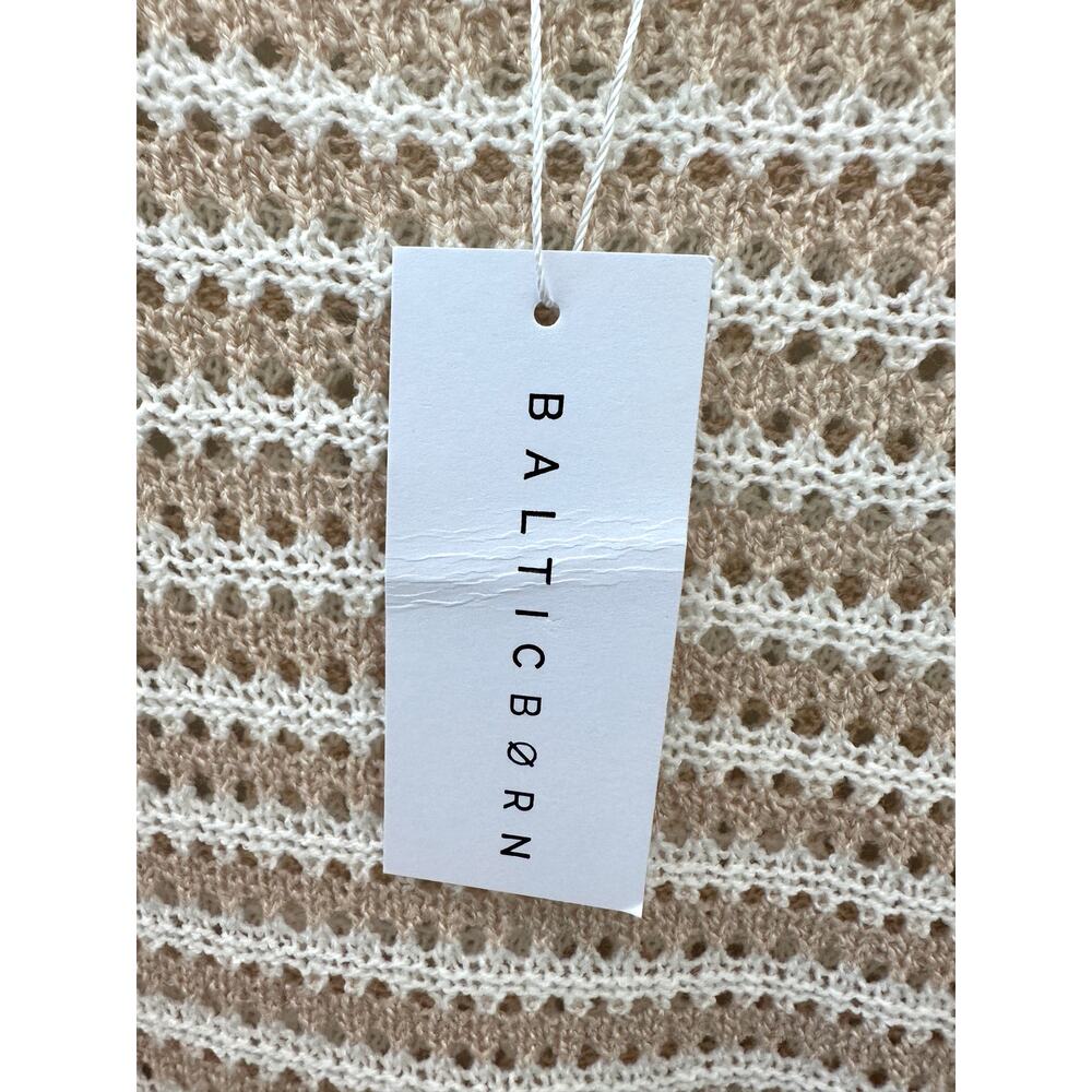 BALTIC BORN | Valissa Open Top Knit Sweater Cream Beige Striped NWT Resort XL - Picture 8 of 11